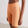Papaya Ribbed Seamless Biker Shorts