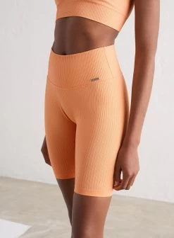 Papaya Ribbed Seamless Biker Shorts