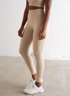 Cafè Au Lait Ribbed Seamless Tights