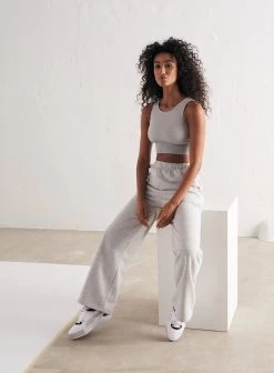 Light Grey Melange Ribbed Seamless Crop Top -AIM'N NL Winkel 13b4a4af4137f0203e6f78395b09b78554138ae4d24d5ff76b3bbae270a996c1