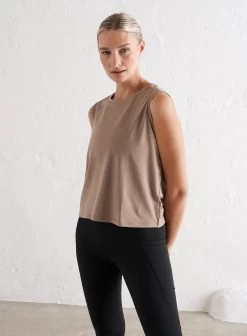 Espresso Soft Basic Split Back Tank