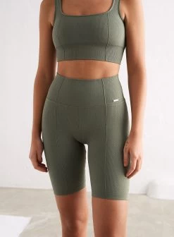 Olive Luxe Seamless Biker Shorts