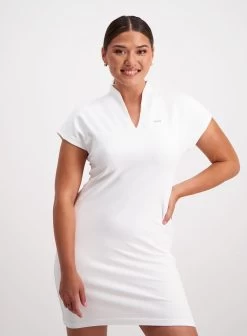 White Luxe Seamless Polo Dress