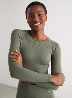 Olive Motion Seamless Cropped Long Sleeve