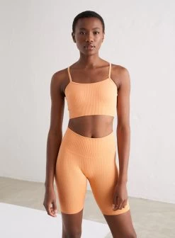 Papaya Ribbed Seamless Strap Bra