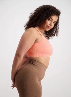 Peach Ribbed Seamless Bra