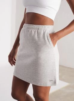 Light Grey Melange Sweat Skirt