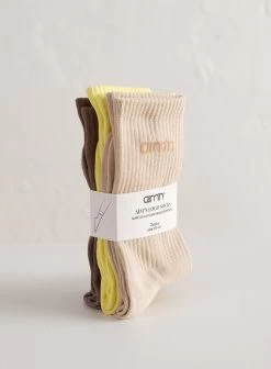 Café Au Lait/Lemonade/Espresso Aim'n Logo Socks 3-pack