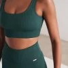 Pine Green Ribbed Seamless Bra