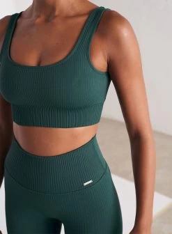 Pine Green Ribbed Seamless Bra