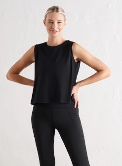 Black Soft Basic Split Back Tank